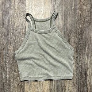 American Eagle Outfitters Light Gray Ribbed Crop Top